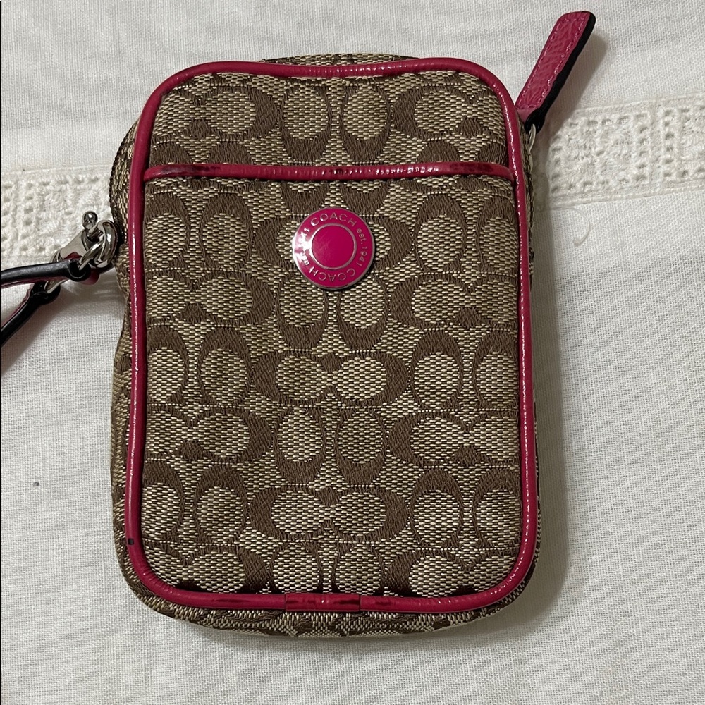 Coach Signature Brown and Pink Phone Case